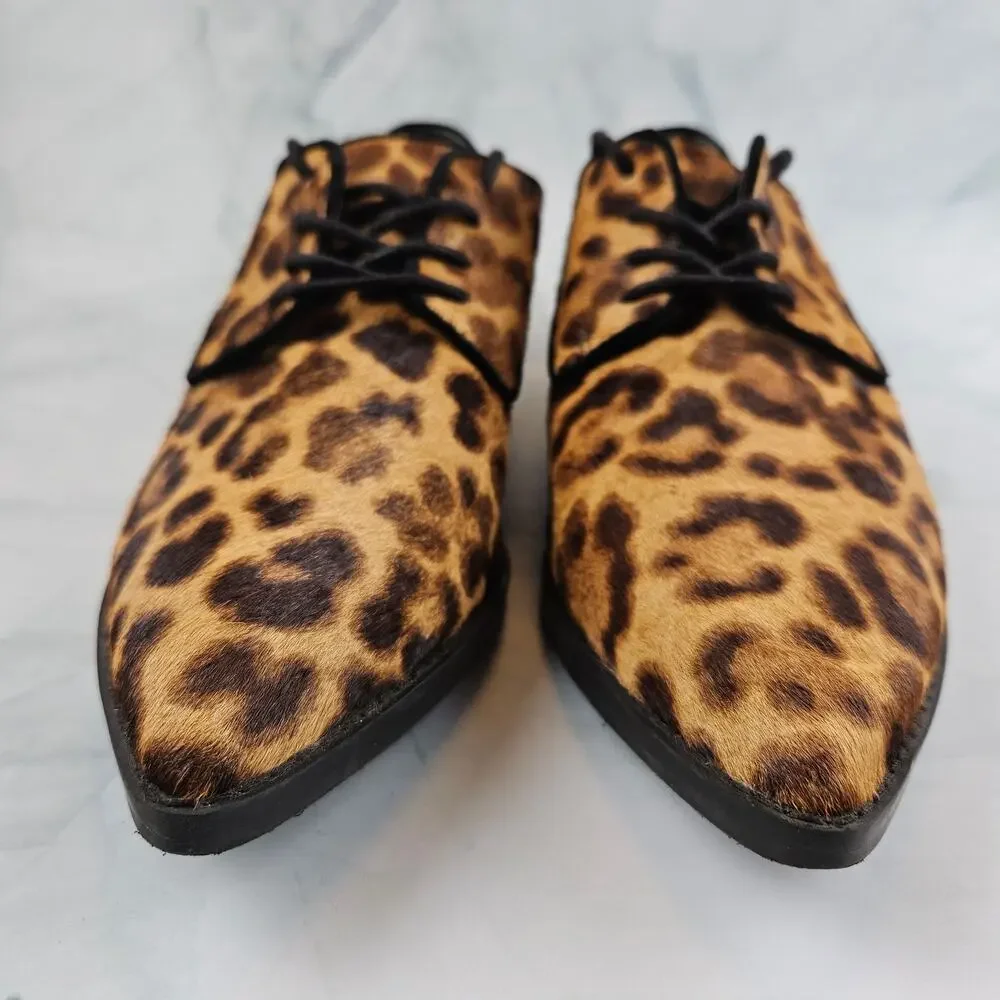 Marc‎ Fisher Ltd. Women's Finna Pointed Toe Derby, leopard print, size 7.5